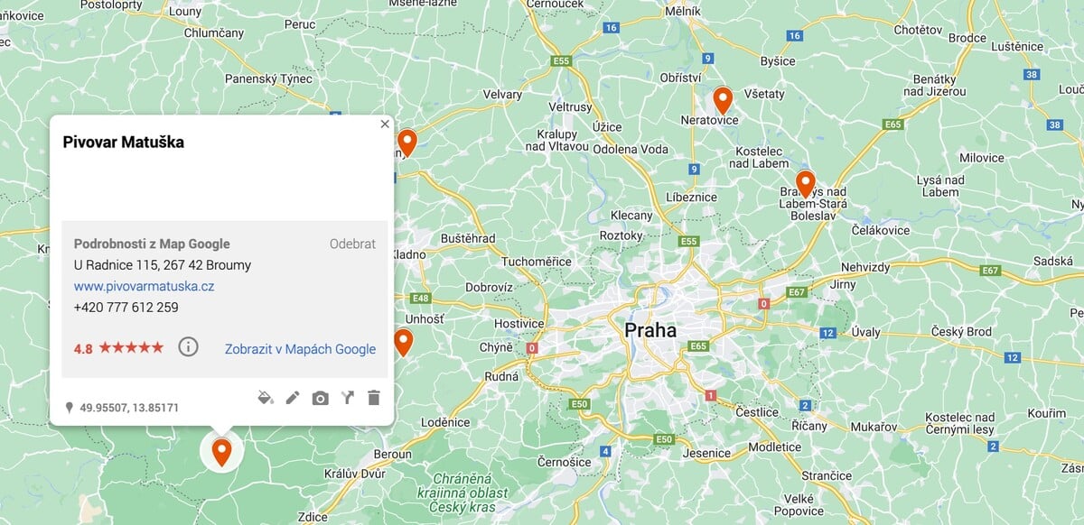 mapa středočeský kraj