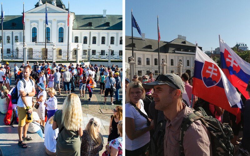 Pred Prezidentským palácom protestujú stovky ľudí „proti genocíde“. Nechcú ani opatrenia, ani očkovanie, ani testy.
