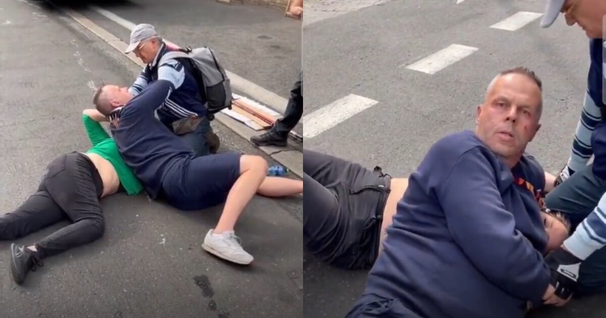 VIDEO: „Tak sebou netřískej a budeš normálně žít.“ Násilný incident před Úřadem vlády řeší policie