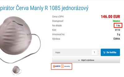 Aktualizované: Slovenská predajňa ponúkala respirátor za 146 €. Podľa majiteľa to bolo omylom