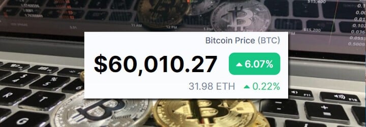 Bitcoin prerazil hranicu 60 000 dolárov. Kryptomena vytvorila ďalší nový rekord