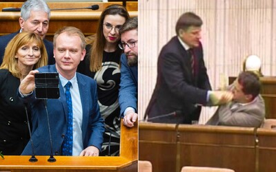 Blokovanie rečníckeho pultu už slovenský parlament zažil. Alojz Hlina sa najprv pobil, potom mlčiac protestoval