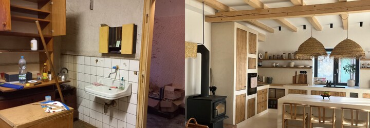 Česká rodina proměnila chátrající dům v designový unikát. „Typ naší kuchyně vychází na půl milionu, nás stála 50 tisíc,“ říká