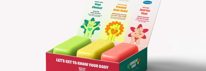 Consent mýdlo přináší sexuální výchovu lidem s postižením. Červená, žlutá a zelená barva slouží jako návod