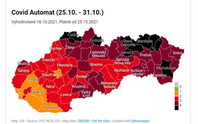 Covid automat: Na Slovensku je už 10 čiernych okresov. Pozri sa, aké pravidlá platia v mieste, kde žiješ