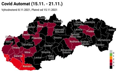 Covid automat: Slovensko sa dnešným dňom skoro celé sfarbí dočierna, nezaočkovaných možno čaká prísnejší režim