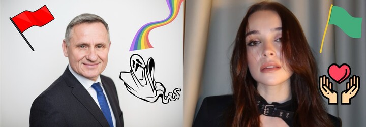Čunek bojuje se základkou a genderem, Slovenky s hejty. Kdo má red a green flag týdne?