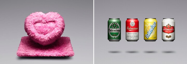 Darčekové predmety Balenciaga: Pelech pre psa za 1 200 eur či pivová plechovka ako držiak na sviečku v cene 550 eur