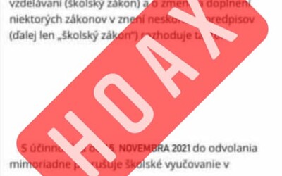 Dezinformácie spôsobili, že nemocnice sú dnes preplnené, hlási ministerstvo školstva a vyvracia hoaxy o zmene vyučovania 