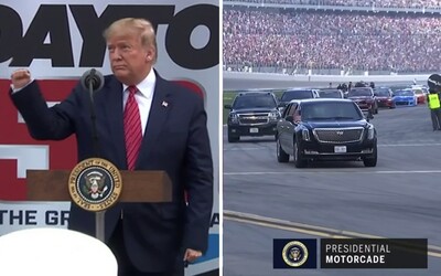 Donald Trump kampaňoval medzi svojimi. Na pretekoch NASCAR nechýbal prelet Air Force One ani obrnená limuzína na ovále