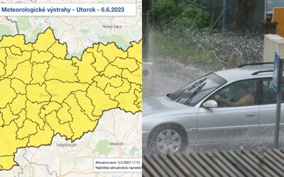 Extrémny vietor až 85 km/h a krúpy: Na Slovensku v utorok platia výstrahy pred búrkami