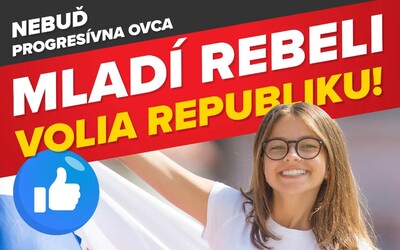 FOTO: Nacionalistická Republika tvrdí, že ju volia Mladí Rebeli. V reklame však používa fotku zo zahraničnej fotobanky