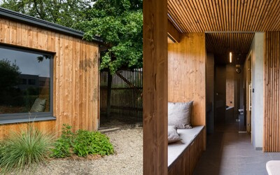 FOTO: Saunový domček pri rodinnom dome v Prahe ťa očarí útulným minimalizmom