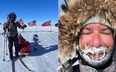 FOTO: Zamrznuté fúzy a slovenská vlajka vejúca na južnom póle. Martin Navrátil zverejnil po návrate do civilizácie prvé fotky