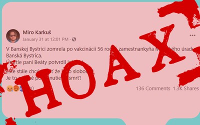 HOAX: Matovičova sestra, Kotleba a dezinformačné weby nepravdivo tvrdia, že 56-ročná Slovenka zomrela, lebo sa dala zaočkovať