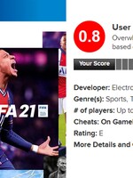 Hráči nesnáší hru FIFA 21. Veřejnost ji hodnotí na 0,8/10, přesto byla v USA nejprodávanější hrou