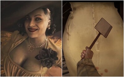 Hráči v Resident Evil: Village udierajú 3-metrovú upírku Lady Dimitrescu po pozadí mucholapkou