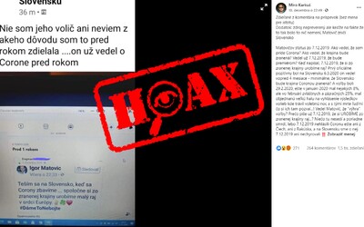 Igor Matovič vraj vedel o pandémii koronavírusu už pred rokom. Facebookom sa šíri ďalší lacný hoax