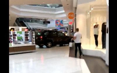 Muž jezdil autem po nákupním centru. Lidé se báli, policii hlásili výstřely, ale na videu nejsou žádné slyšet