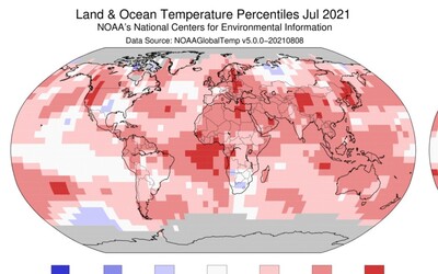 Červenec 2021 byl nejteplejším měsícem v historii měření