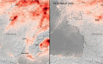 Koronavirus zlepšuje znečištěné ovzduší v Evropě, ukazují satelitní snímky