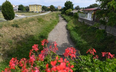 Koryto rieky Bodva v Moldave nad Bodvou vyschlo