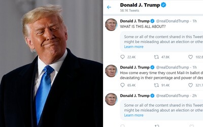 Kradou nám volby, vykřikuje Donald Trump na Twitteru. Sociální síť mu příspěvky skrývá, protože v nich prý zavádí dezinformacemi
