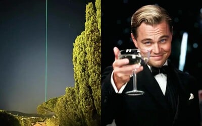 Ľudia si nevedia vysvetliť pôvod masívneho lasera. Špekulujú, že ním Leonardo DiCaprio navádza hostí na tajné megalomanské párty