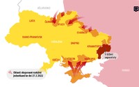 MAPA: Jak se vyvíjela invaze na Ukrajině? Přehledná mapa zobrazuje územní zisky a ztráty obou armád