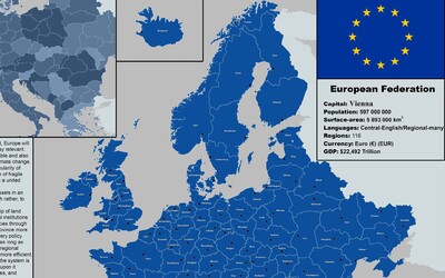 MAPA: Slovensko do roku 2037 zanikne a zmiznú naše kraje. Takto by mohla vyzerať zjednotená Európa s Ukrajinou aj so Švajčiarskom
