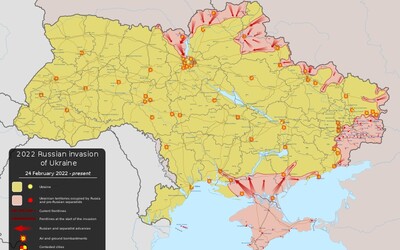 MAPA: Takto Ukrajina vzdoruje ruské agresi. Nejtěžší boje se vedou o Charkov a Kyjev