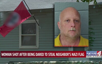 Majitel domu ověnčeného nacistickými vlajkami čtyřikrát postřelil ženu, která mu jednu ukradla v rámci sázky 