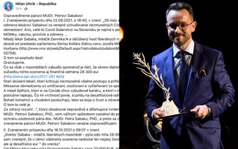 Milan Uhrík sa verejne ospravedlnil doktorovi Petrovi Sabakovi za nepravdivé informácie, ktoré o ňom šíril počas pandémie