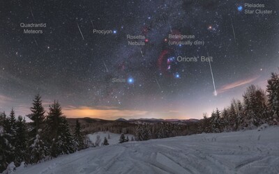 NASA ocenila ďalšiu snímku zasneženej Oravy s meteorickým rojom v pozadí. Stala sa fotografiou dňa