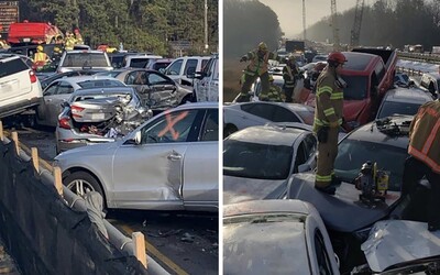 Na americké dálnici se srazilo 69 aut. Příčinou byla mlha a led na vozovce