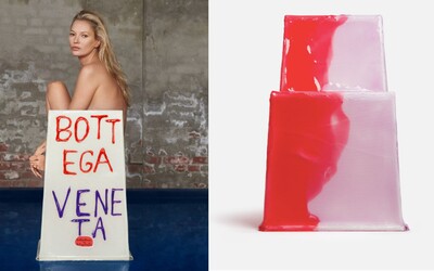 Nahá Kate Moss pózuje na 8000-dolárovej stoličke od Bottega Veneta