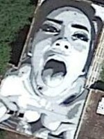 Nahá klečící žena jako modlitba. Údajně největší ilegální street art v Česku je vidět i na Google Earth