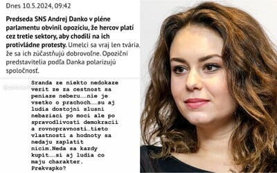 Nie je všetko o peniazoch, odkazuje herečka Kavaschová Dankovi. Podľa neho opozícia platí umelcov za účasť na protestoch