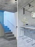 Odvážna premena mezonetového bytu v pražskom Podolí, ktorého dominantou je oceľové schodisko modrej farby