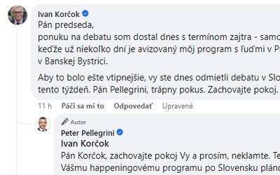 Pellegrini a Korčok sa dohadujú na Facebooku. „Zrazu debatovať netreba?“ pýta sa Pellegrini