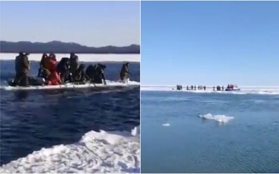 Približne 600 rybárov uviazlo v Rusku na ľadovej kryhe. Doplatili na nerešpektovanie varovania úradov
