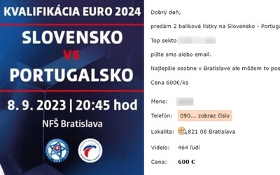 Priekupníci pýtajú za lístky na zápas s Portugalskom aj 600 €. Mnohých Slovákov môže na štadióne čakať nepríjemné prekvapenie