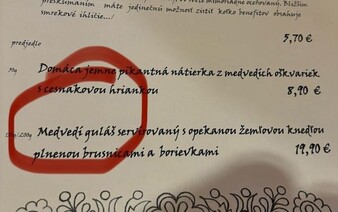 Reštaurácia v Tatranskej Štrbe podávala guláš z chráneného medveďa. Od inšpekcie dostala pokutu