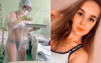 Ruská zdravotnice pracovala odhalená, teď má nové nabídky. Pokud ji vyhodí, zaměstná ji prý prodejce spodního prádla