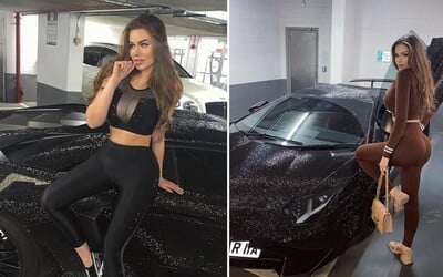 Ruské modelce někdo poškodil Lamborghini ozdobené křišťály. Nyní hledá viníka nehody