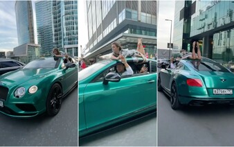 Ruský influencer přivázal přítelkyni na střechu svého Bentley a jezdil s ní po městě. Teď ho stíhá policie