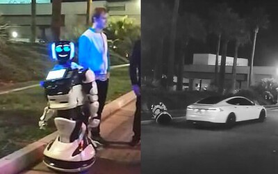 Tesla zničila autonomního robota u silnice. Lidé žertují, že začíná robotická občanská válka