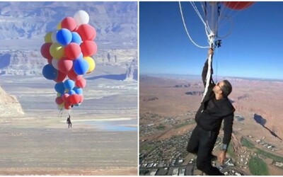 Slávny iluzionista David Blaine lietal na héliových balónoch. Dostal sa do výšky zhruba 7 600 metrov