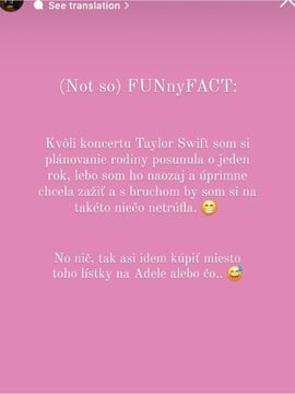 Slovenská influencerka si kvôli koncertu Taylor Swift o rok posunula tehotenstvo. „Swifties“ smútia pre zrušenú šou