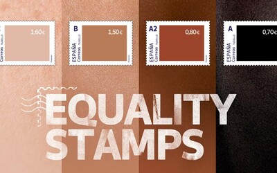 Španělská pošta vytvořila známky různé barvy pleti v rámci kampaně proti rasismu. Nejtmavší známka je ale zároveň nejlevnější 